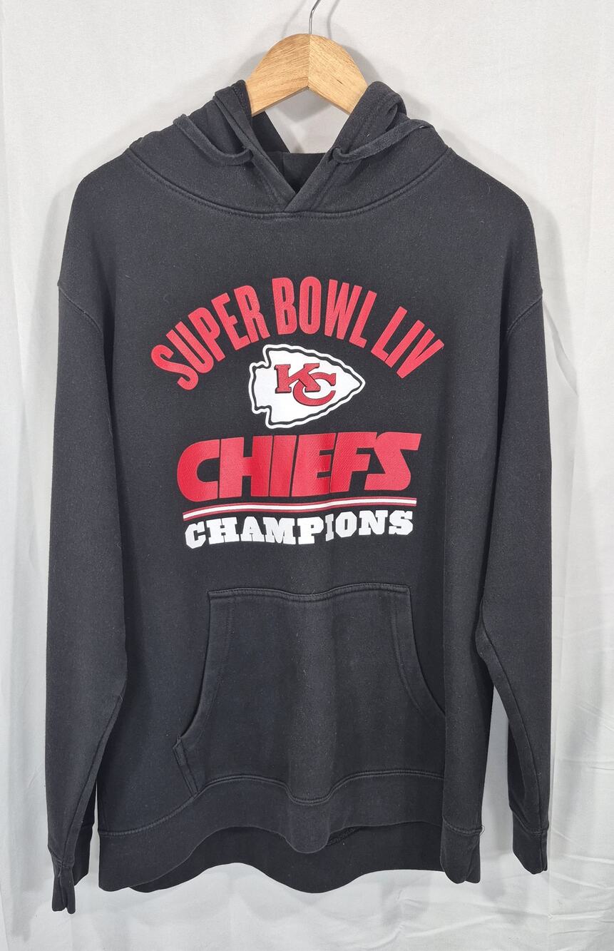 Fanatics KC Chiefs Super Bowl LIV Champions Hoodie Black Men's L Two-Time